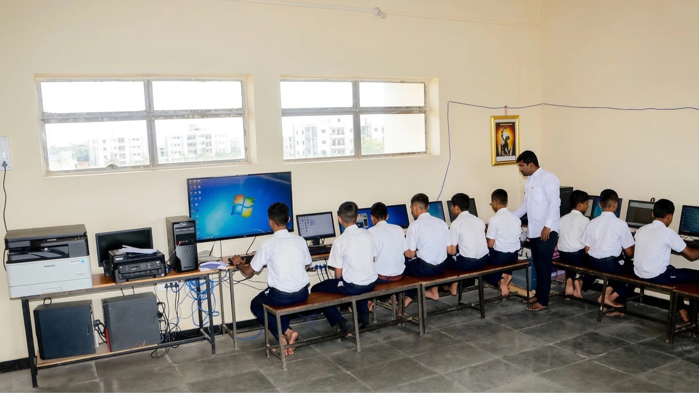 Students in the computer laboratory at Shree Gurukul Vidyapeeth